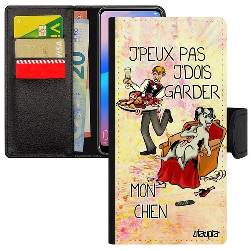 фото Простой чехол-книжка на смартфон // xiaomi redmi 6a // "не могу - у меня собака!" пародия повод, utaupia, светло-розовый