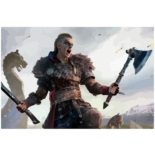 Картина по номерам на холсте Assassins Creed Valhalla - 3 60 x 40