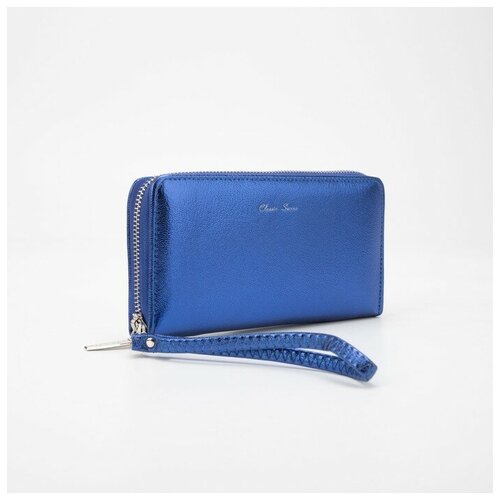 фото Кошелёк, 4 отдела, на молнии, цвет синий