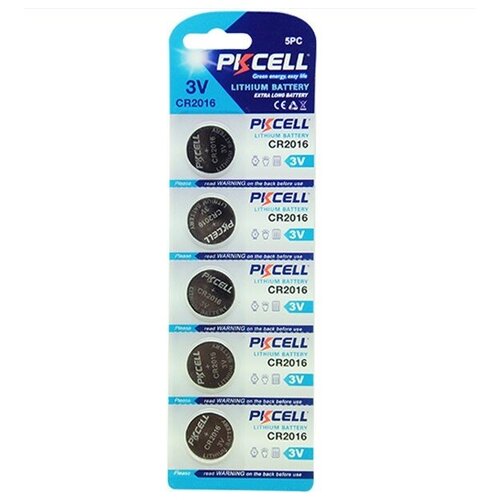 Набор батареек литиевых Pkcell, тип CR2016, 3V, 5 шт. батарейка panasonic lithium power cr2016 3 в bl6