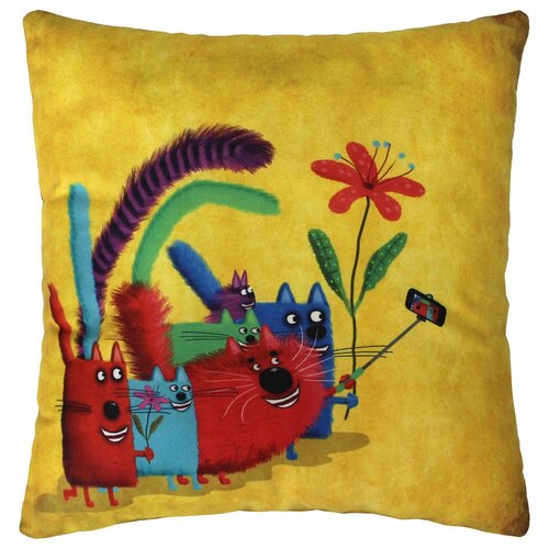 Подушка декоративная MATEX KOTOKLISM селфи коричневый, оранжевый, 33 см х 33 см х 10 см