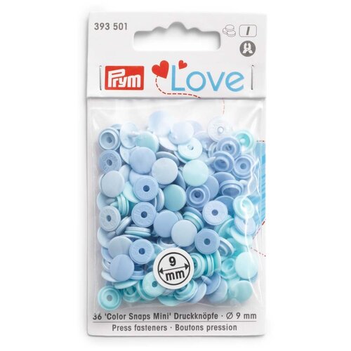 393501 Кнопки Prym Color Snaps Mini, 9 мм, 36 шт, Love Prym (синий, голубой)