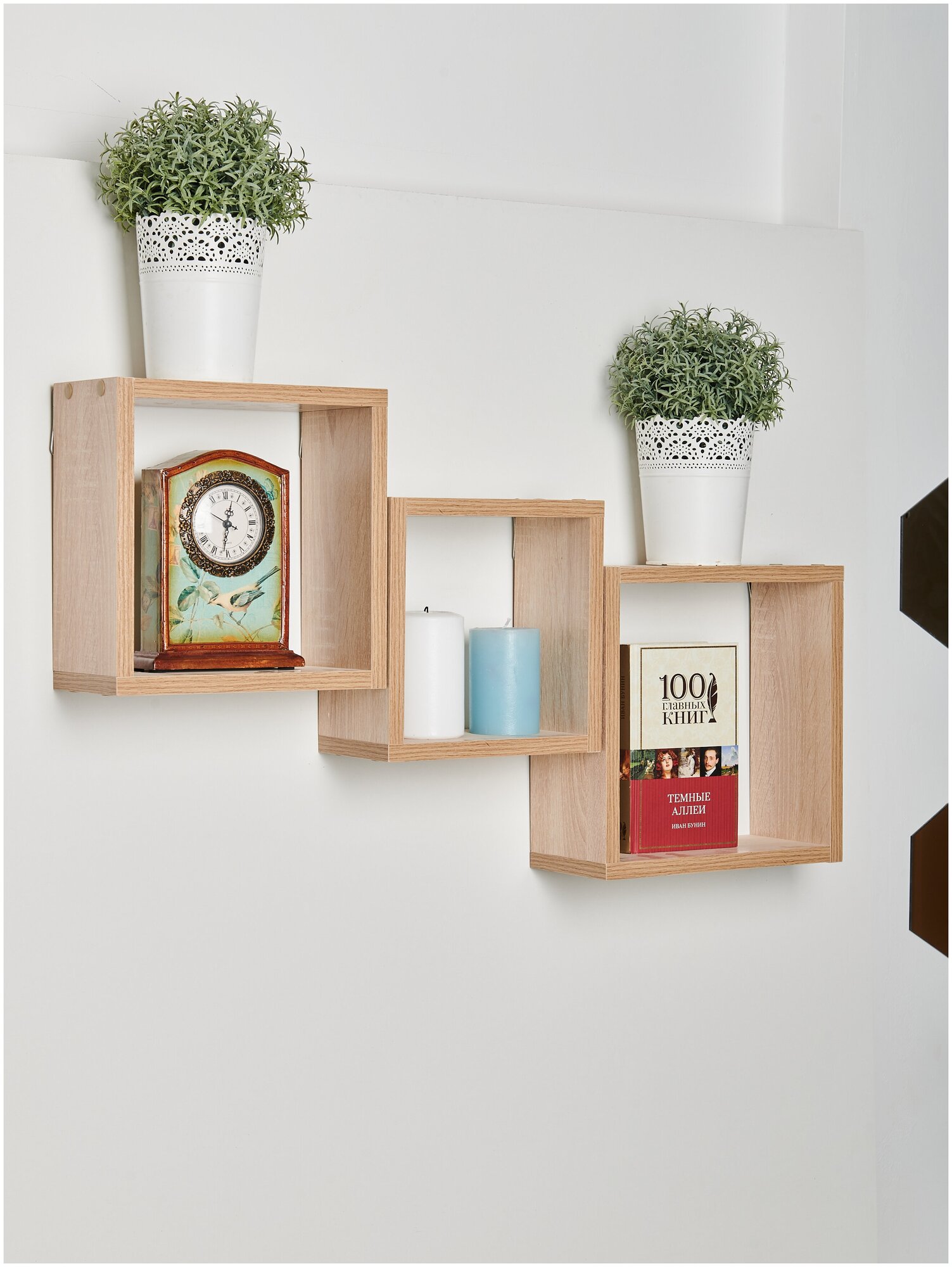 фото Комплект полок / полки навесные настенные / полка настенная / полка деревянная / полки квадратные