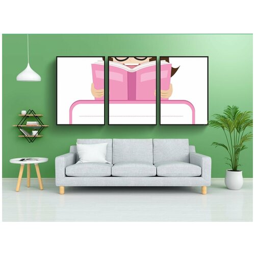 фото Набор модулных постеров для интерьера "читать, книга, знание" 60x90 см. в тубусе, без рамки lotsprints