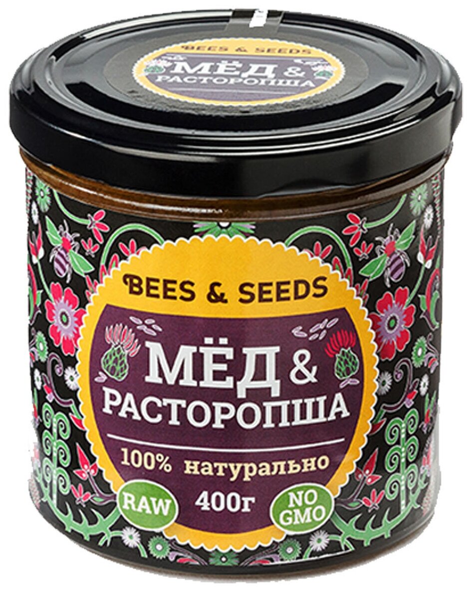 Медовый урбеч из семян расторопши Bees & Seeds натуральный мед и расторопша, 400 г - фотография № 1