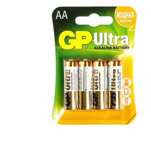 GP Батарейка алкалиновая GP Ultra, AA, LR6-4BL, 1.5В, блистер, 4 шт.