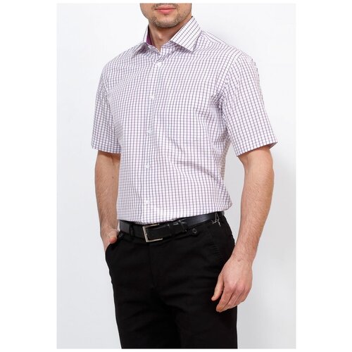 фото Рубашка мужская короткий рукав casino c175/0/7025/z/1, полуприталенный силуэт / regular fit, цвет сиреневый, рост 174-184, размер ворота 39