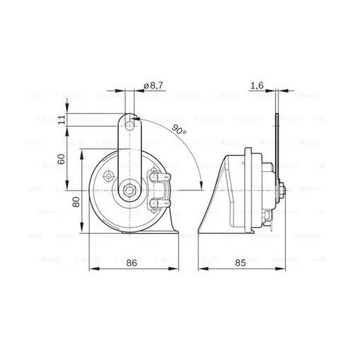 фото Сигнал звуковой ec9 510hz/420hz комплект, bosch, 9 320 335 007