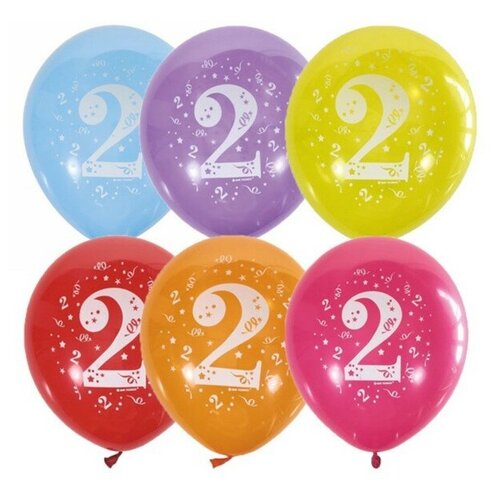 фото Шар латексный 12" «цифра 2», пастель, 2-сторонний, набор 10 шт микс нет бренда