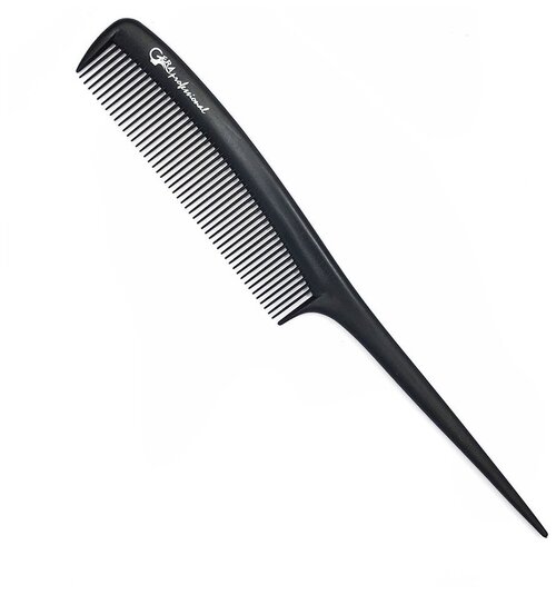 Gera Professional, Расческа карбоновая для стрижки волос GPR00315, с хвостиком, цвет черный