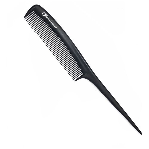 Купить Gera Professional, Расческа карбоновая для стрижки волос GPR00315, с хвостиком, цвет черный