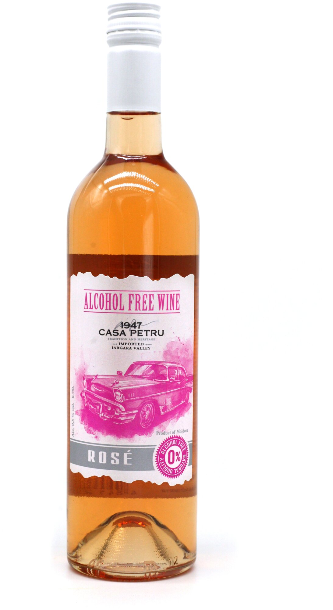 Вино безалкогольное 100% натуральное полусладкое розовое "Каса Петру Розе" (6 бут. Короб)