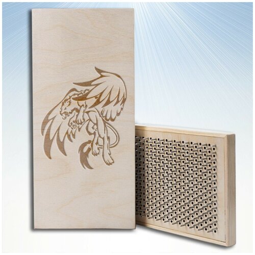 фото Доска садху для йоги с динамическими гвоздями животные грифон - 1236 woodart