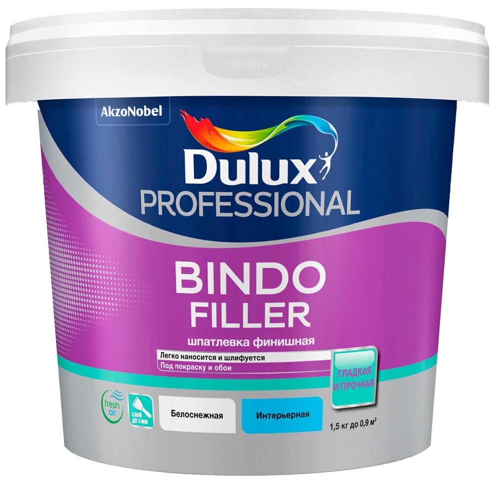 Шпатлевка для стен и потолков Dulux Professional Bindo Filler финишная 0,9 л./1,5 кг.