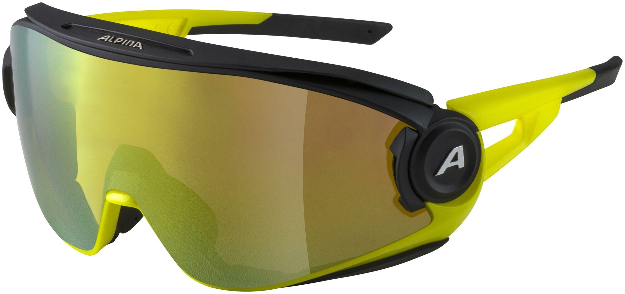 Очки горнолыжные Alpina 2022 5W1Ng Q Black Neon Yellow Matt Quattroflex yellow mirror Cat.3 hydrophobic