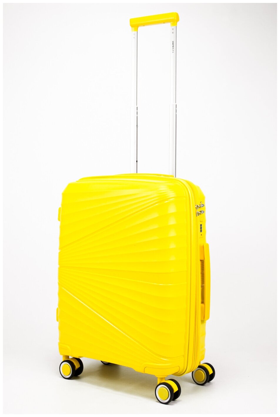 Чемодан Sweetbags маленький (ручная кладь) из полипропилена с расширением на 4-х колесах с TSA замком (ракушка) желтый 