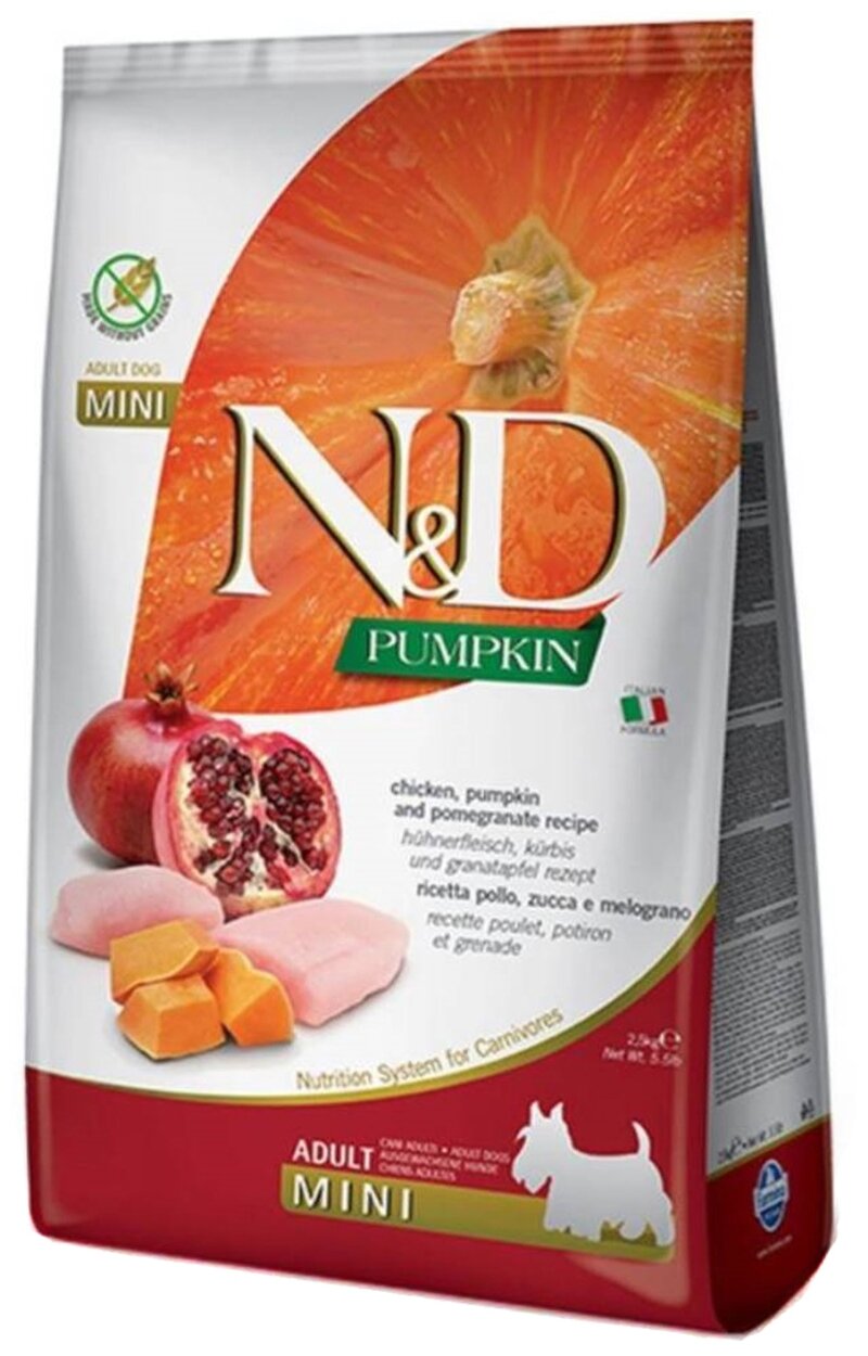 FARMINA DOG N&D GRAIN FREE PUMPKIN ADULT MINI CHICKEN & POMEGRANATE        ,    (7 )