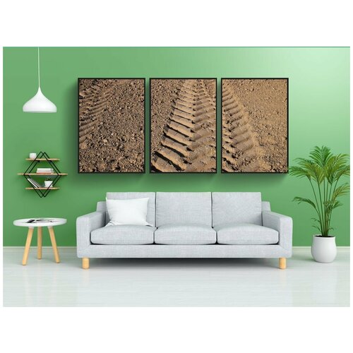 фото Набор модулных постеров для интерьера "отслеживать, трактор следа, сельское хозяйство" 60x90 см. в тубусе, без рамки lotsprints