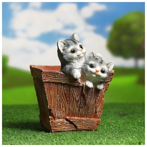фото Фигурное кашпо "ящик с котятами" н-21см, d-13см 1134651 хорошие сувениры