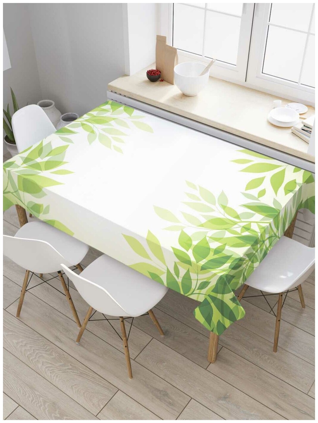 Скатерть прямоугольная JoyArty на кухонный стол "Теплые листья" из оксфорда, 120x145 см
