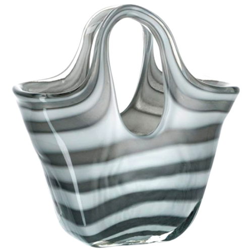 фото Декоративная ваза-сумка leonardo bella glass bag grey stripes 23см