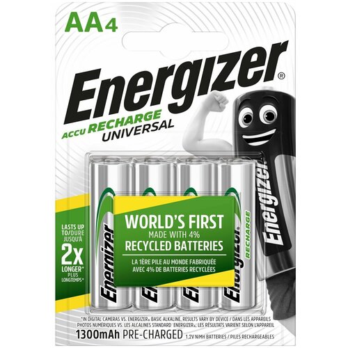 фото Энерджайзер аккумулятор universal nh15/aa 1300 bp4 pre-ch (4шт) 1.2v energizer