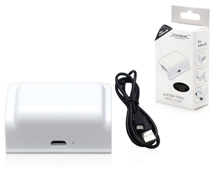 Аккумуляторная батарея / Аккумулятор белый для геймпада / джойстика Xbox One Battery Pack 400mAh + зарядный кабель для Xbox One DOBE TYX-561S