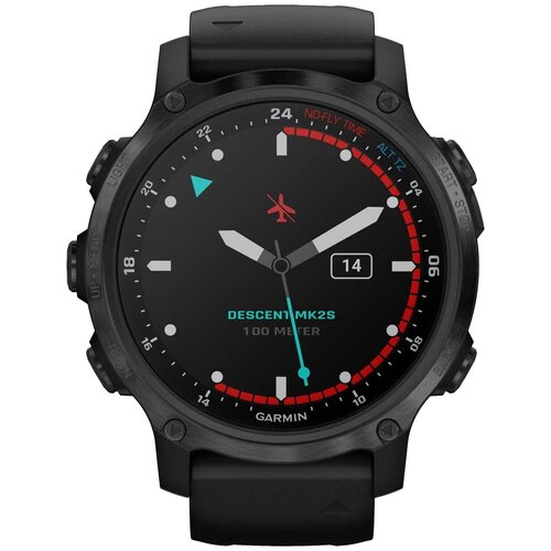Умные часы Garmin DESCENT MK2S угольно-серый корпус с DLC-покрытием черный силиконовый ремешок 010-02403-04 11599000₽