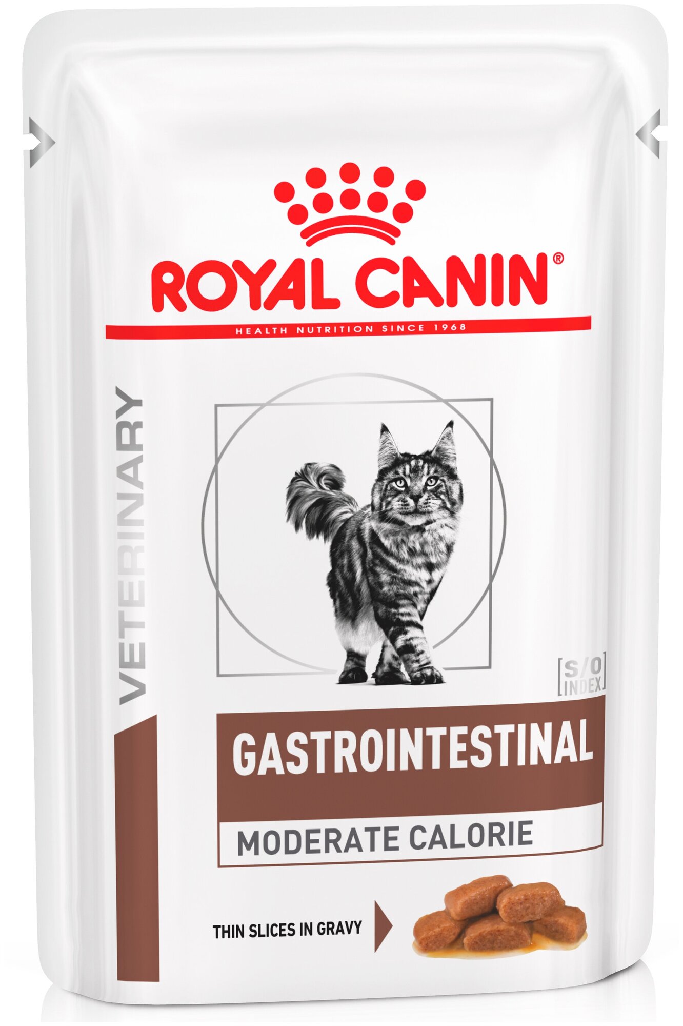 Влажный корм для кошек Royal Canin Gastro Intestinal Moderate Calorie при проблемах с ЖКТ 85гр. 12шт.×1уп. (кусочки в соусе)