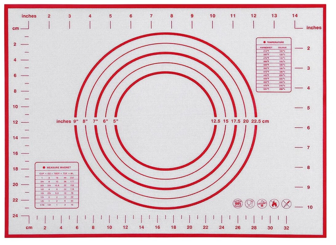 Силиконовый коврик для выпечки и раскатки теста 40x30, антипригарный .