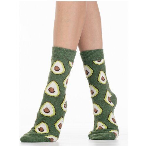 фото Мини термо-носки женские "авокадо" собачья шерсть размер 37-41