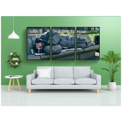 фото Набор модулных постеров для интерьера "неимущий, мужчины, одинокий" 60x90 см. в тубусе, без рамки lotsprints
