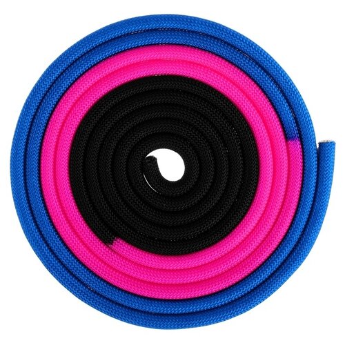 фото Скакалка гимнастическая grace dance утяжеленная трехцветная, 3 м, 160 г, синий-розовый-черный