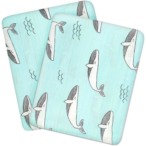 Хлопковый мир / Пеленка муслиновая, 90*120, 2 шт., мятный, кит