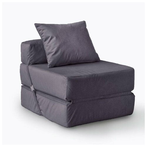 Кресло-кровать MyPuff бескаркасное, размер ХXXХL, 70 x 80 см, спальное место: 180х70 см, обивка: текстиль, цвет: антрацит