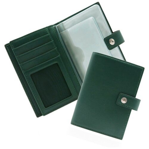 Зеленая кожаная обложка для автодокументов и паспорта NERI KARRA 0031 3-01.06N