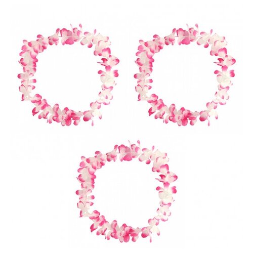 гавайское ожерелье двухцветные цветы цвет бело фиолетовый сиреневый Ожерелье гавайское Двухцветное, цвет бело-розовый (Набор 3 шт.)