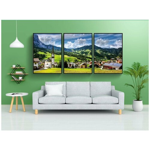 фото Набор модулных постеров для интерьера "сент леонхард, доломиты, горы" 60x90 см. в тубусе, без рамки lotsprints