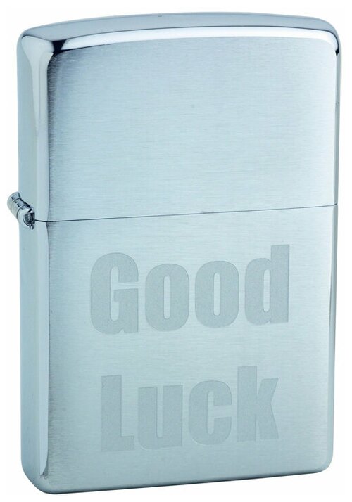 Зажигалка ZIPPO Good Luck, с покрытием Brushed Chrome, латунь/сталь, серебристая, матовая, 38x13x57