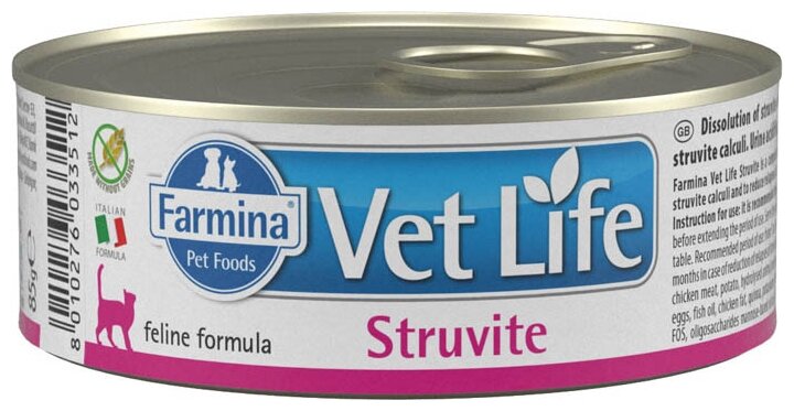 Влажный корм для кошек Farmina Vet Life Struvite для лечения МКБ 85 г (паштет) - фотография № 1