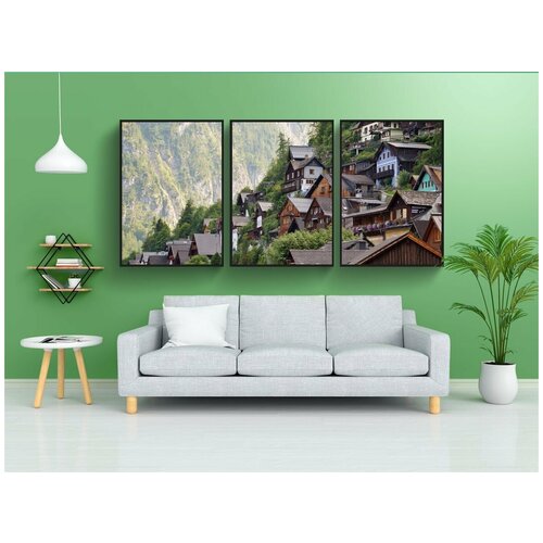 фото Набор модулных постеров для интерьера "гальштат, исторический, город" 60x90 см. в тубусе, без рамки lotsprints
