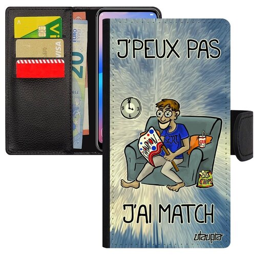 фото Модный чехол книжка на телефон // apple iphone se 2020 // "не могу - у меня матч!" принт прикольный, utaupia, голубой