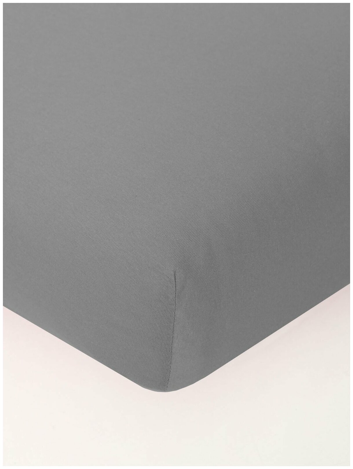 Простыня трикотажная на резинке - серый Размер 160х200х20 - фотография № 2
