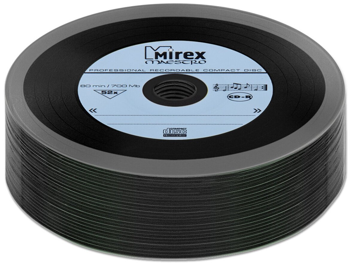 Диск Mirex CD-R 700Mb 52X MAESTRO Vinyl ("виниловая пластинка"), синий, упаковка 25 шт.