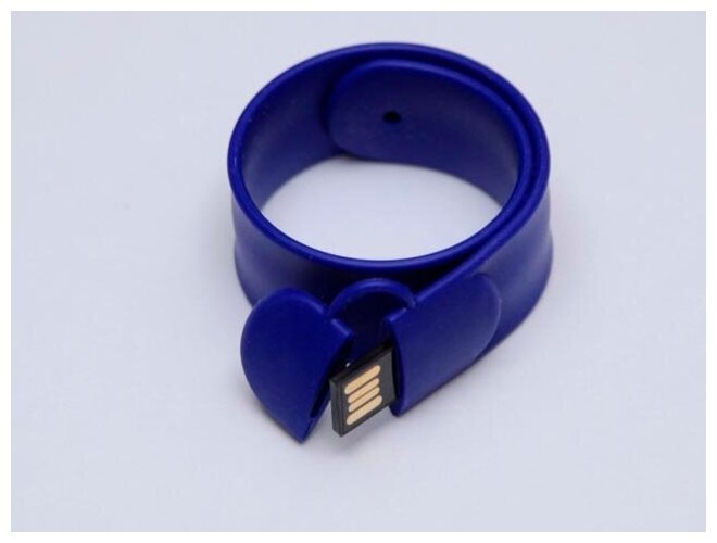 Флешка в виде браслета (512 МБ / MB USB 2.0 Синий/Blue SS001 Недорогая флешка силикон на руку подарок детям)