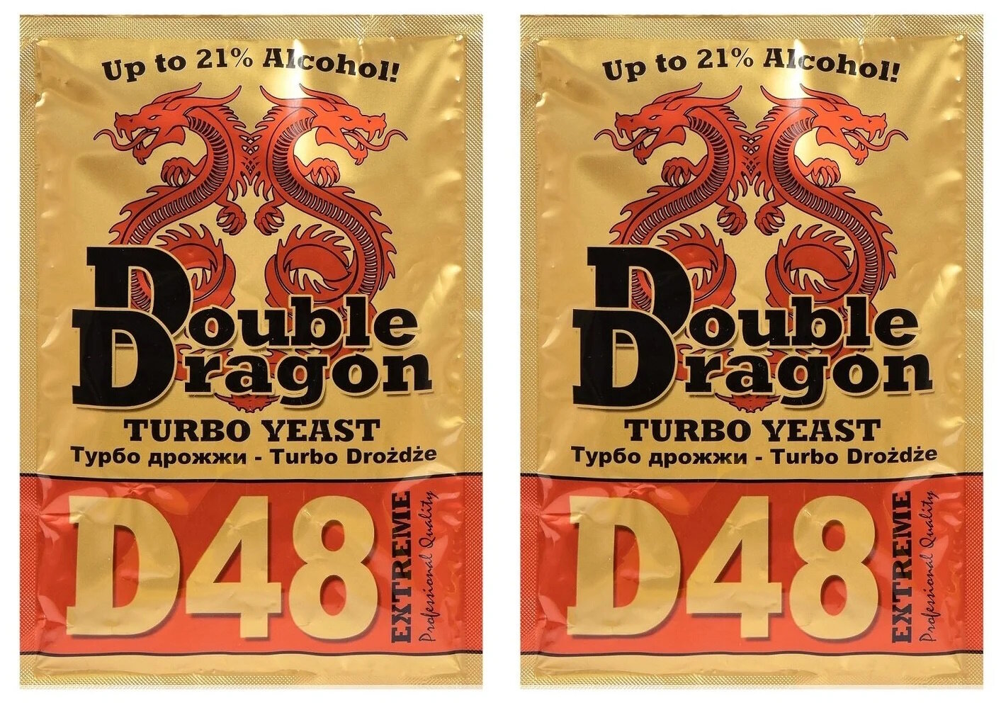 Турбо дрожжи Double Dragon D48, 2х132 гр (Дабл Дракон Д48 спиртовые, 2 штуки в комплекте)