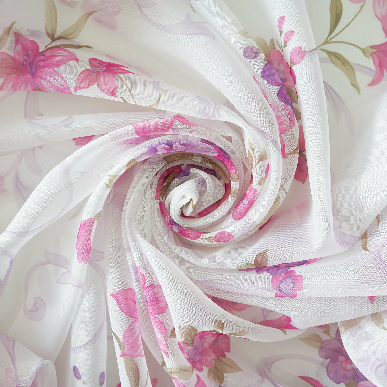 Штора Witerra вуаль- печать лилии 150*260 см темно-розовый