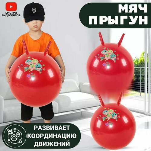 Мяч прыгун для фитнеса с ручками. Фитбол.( красный), детский.