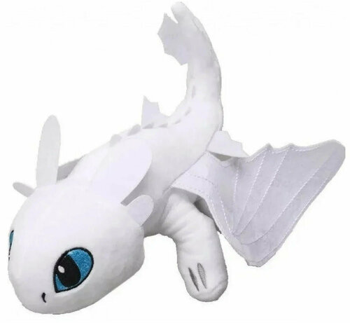 Мягкая игрушка дракон Беззубик Фурия белая 25 см