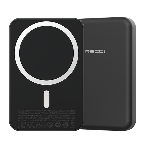 Внешний магнитный аккумулятор с беспроводной зарядкой Recci Mini Magnetic 15W 5000 mAh PD20W Черный 375000₽